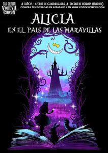 Cartel de Alicia en el pais de las maravillas, teatro familiar en Vodevil Circus, Alcalá de Henares