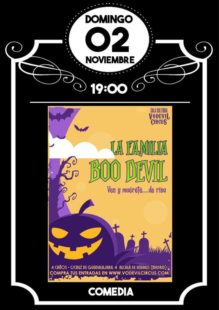 Cartel de "La Familia Boo Devil", cabaret en Vodevil Circus, Alcalá de Henares