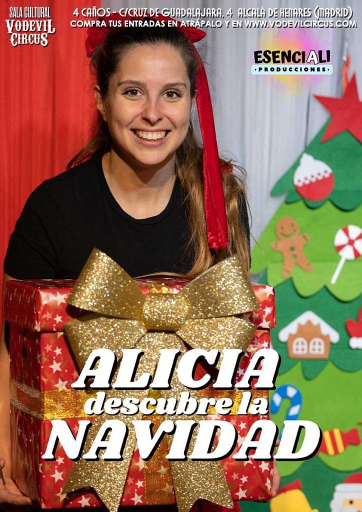 Cartel Alicia descubre la navidad, teatro infantil en Vodevil Circus, Alcalá de Henares