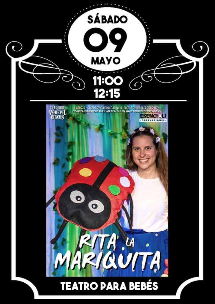Cartel de Rita la Mariquita, teatro para bebés en Vodevil Circus, Alcalá de Henares